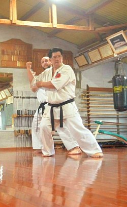 Training in Okinawa Shorin Ryu Karatedo Kyokai Honbu Dojo