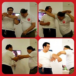 Anywhere can be a Dojo, as long as the Master and the student is together. Receiving one of the many one on one instructions from Alberto Presincula, Hanshi